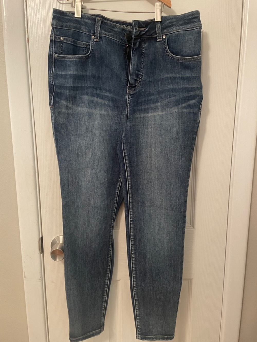Maurices Denim High-Rise Jeans - Blue with Tan Stitching